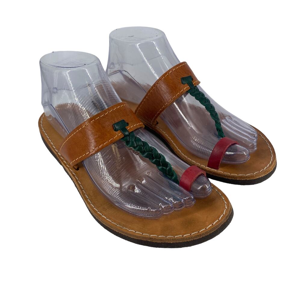 Greek Handmade Traditional Sandals Leather Braid Thong Flats Women's Kouros 6